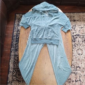 VINTAGE Victoria's Secret Plush & Lush Green Velour Tracksuit Set Size Small